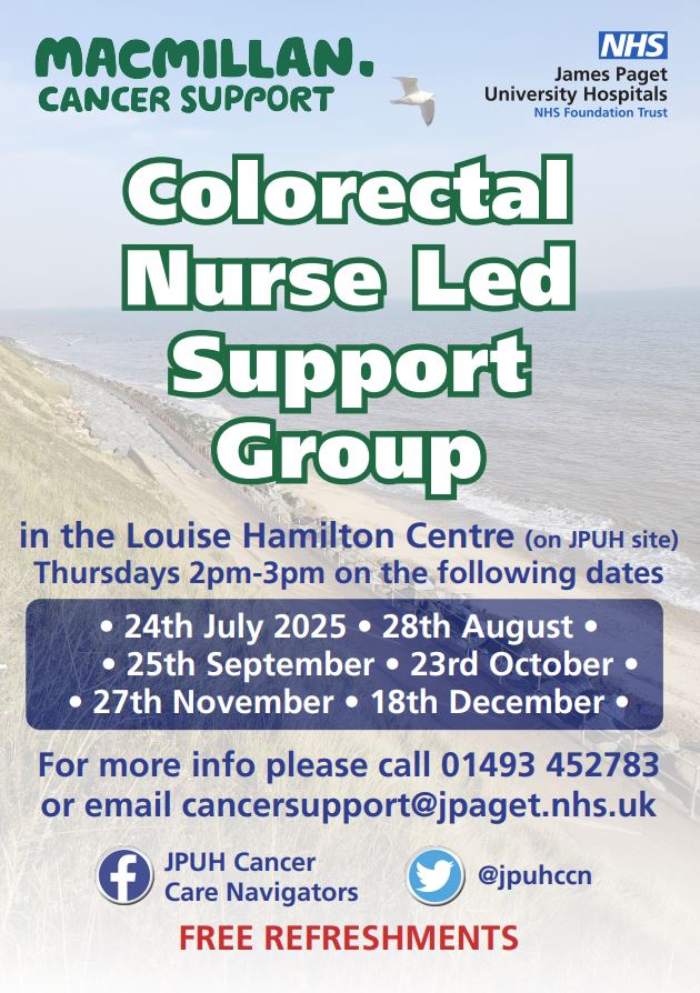jpuhccn's tweet photo. Next Thursday is the Colorectal Nurse Led Support Group, held at the Louise Hamilton Centre. Clinical Nurse Specialists from Colorectal will be in attendance. Light refreshments will be available. https://t.co/RA2g9dHEuu