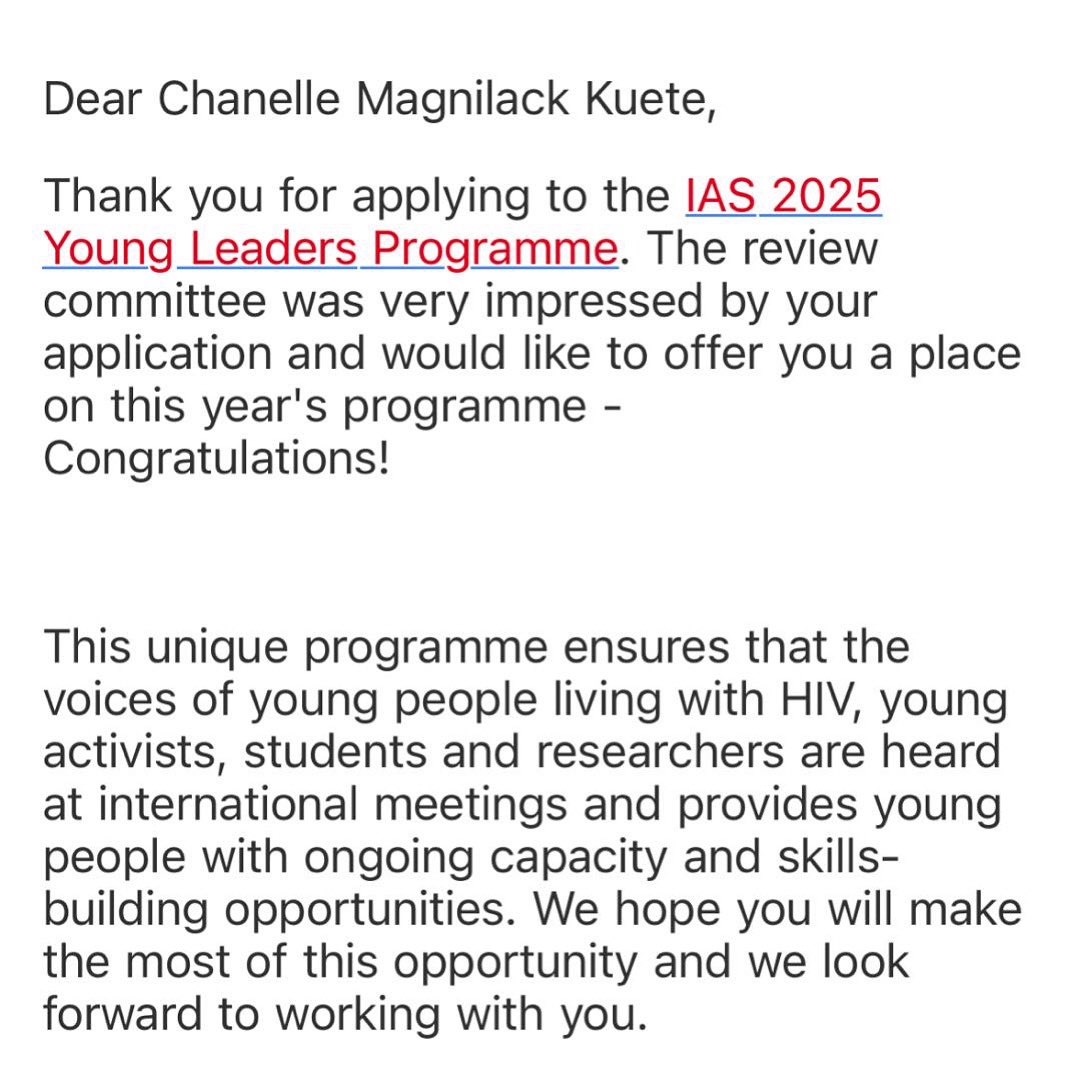I have a lot to celebrate this year and also be thankful for✨ IAS 2025 Young Leaders Programme Fellow🥰 This could only be God.

#IAS2025 #HIVDR #HIV #IASYoungLeadersProgramme #Kigala
