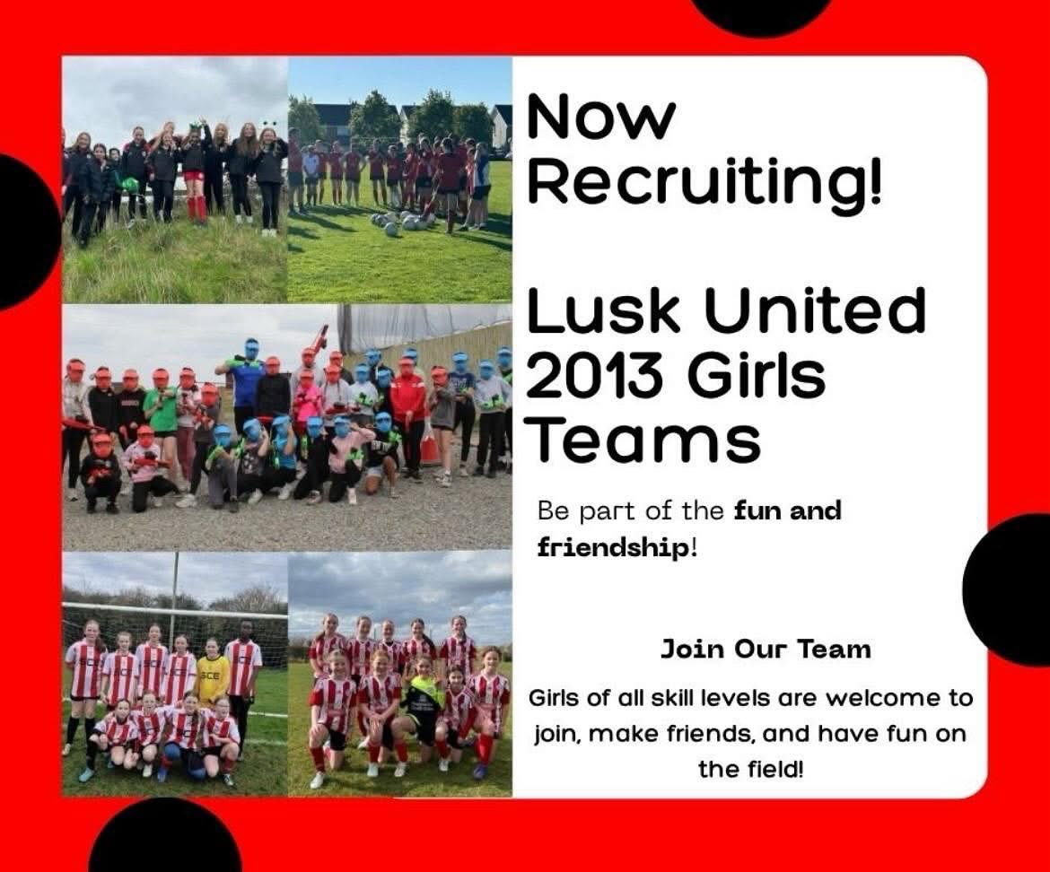 Our 2013 girls teams are adding new players to their squads. All skill levels from beginners to experienced players are very welcome. Get in touch with David for more details on 086 164 2536