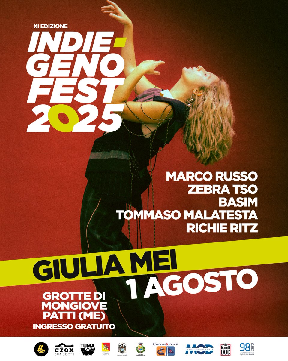 L’1 agosto ti aspettiamo alle Grotte di Mongiove!
Tra gli artisti, Giulia Mei e nuove storie sonore.

🎧 Ritrova #latuaFrequenza

📍 Grotte di Mongiove, Patti
🎟️ Ingresso Gratuito

#IndiegenoFest2025