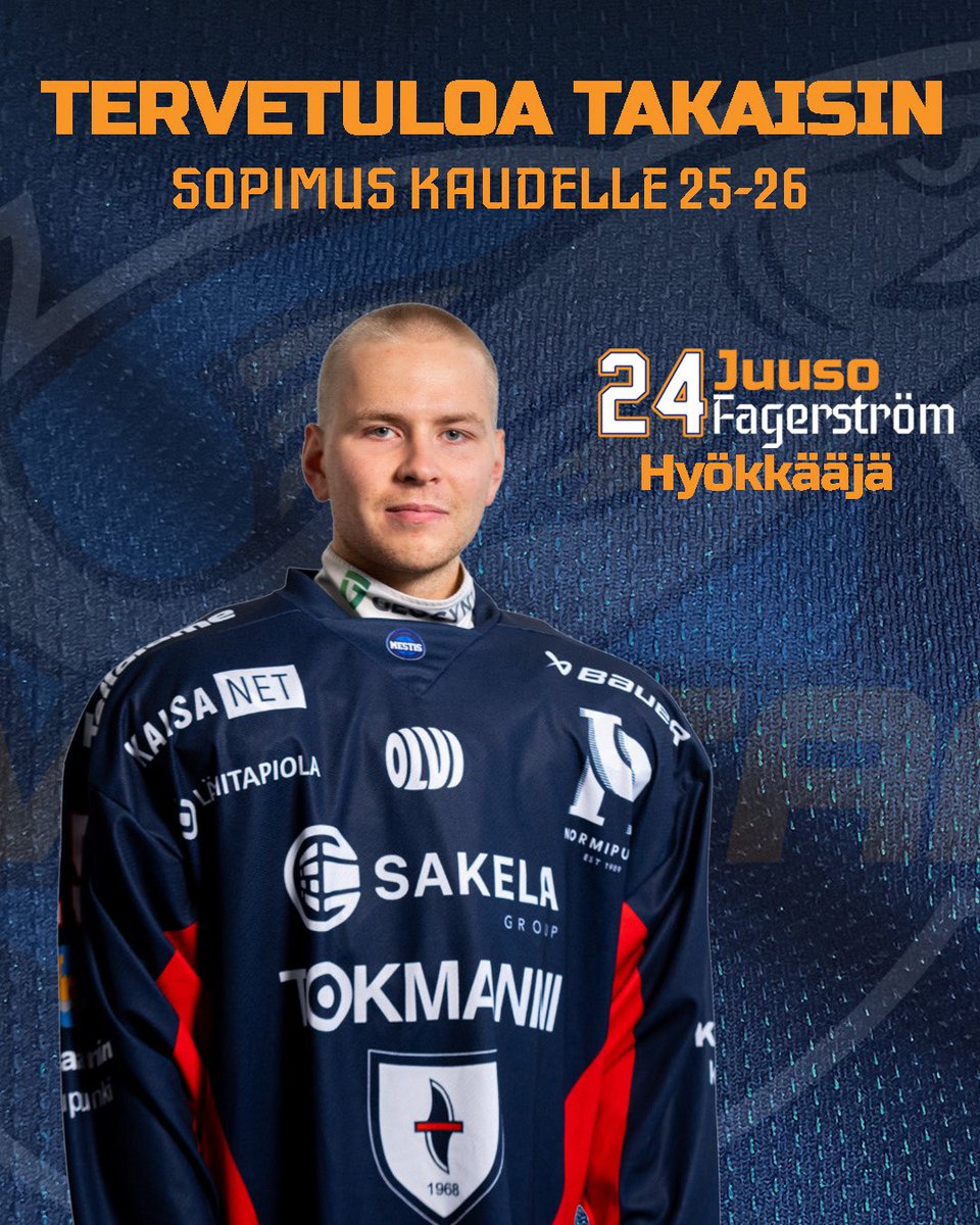 Tervetuloa takaisin Vantaalle Juuso Fagerström!🔥

📝Sopimusuutiseen: kiekko-vantaa.fi/ajankohtaista/…

#KVantaa #Mestisfi #LohiMäärää