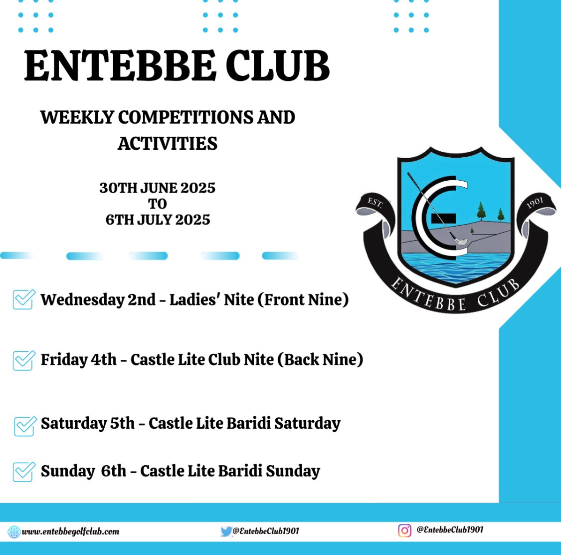 EntebbeClub1901's tweet image. Happy new month 🧡
Full of blessings, happiness and those good shots ⛳️🏌️ #CastleLiteUnlocks @CastleLiteUg