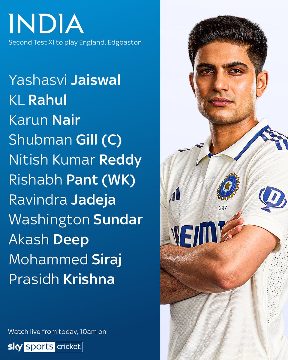 SkyCricket's tweet image. THREE changes for India for the second Test against England, no Jasprit Bumrah for the visitors 👀🇮🇳