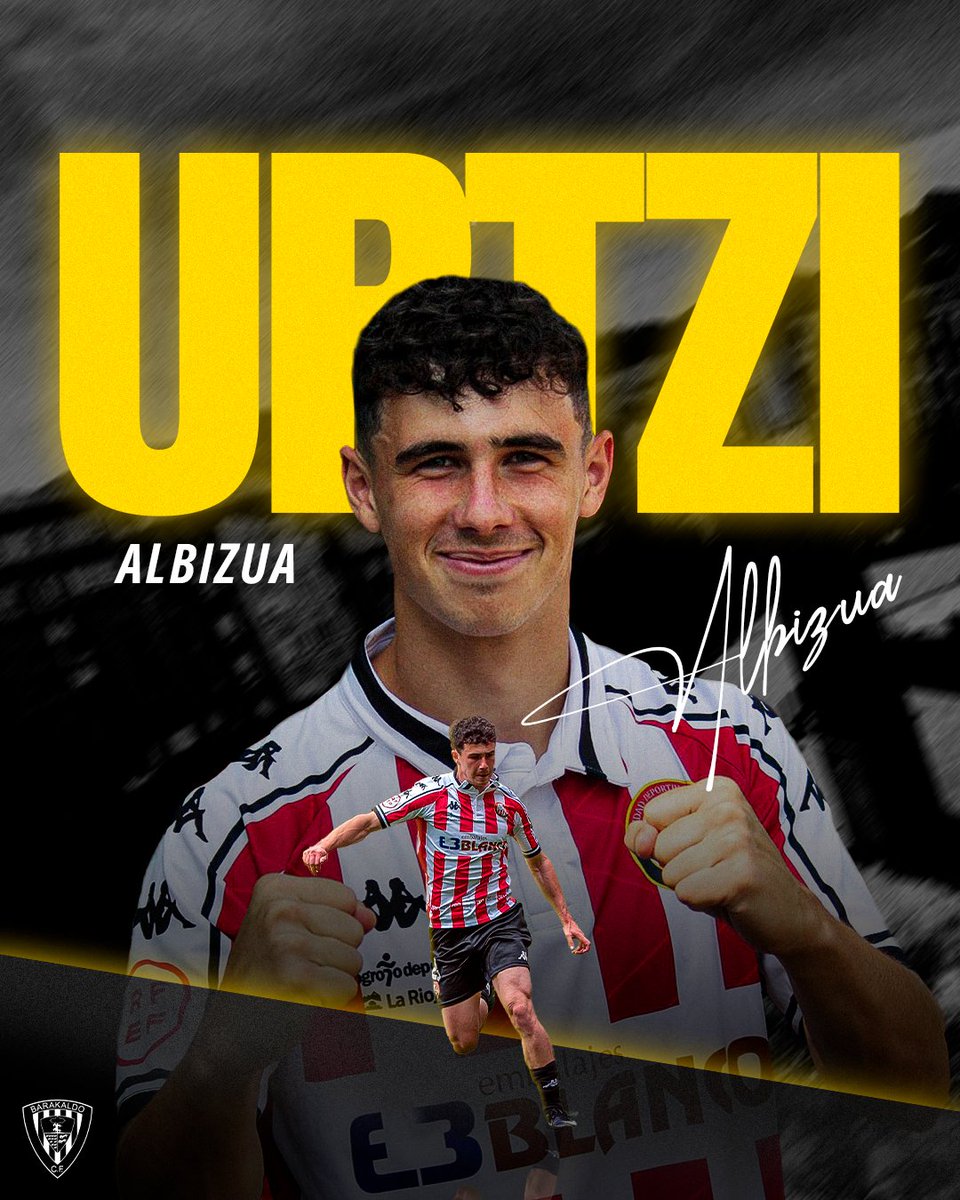 BarakaldoCF's tweet photo. 🚨 Urtzi Albizua, nuevo refuerzo para la banda izquierda.  

El lateral zurdo de 19 años, llega tras completar una gran temporada en la @SDLogrones, donde disputó 35 partidos oficiales, incluidos los playoff de ascenso en 2ªRFEF.

Ongi etorri Urtzi! 🔥👋🏼
🔗https://t.co/apUkGDKA6i https://t.co/MNLXIdNym3