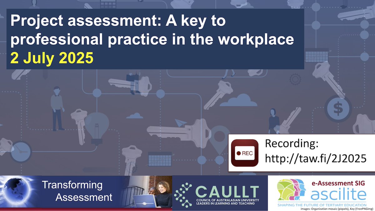 Transform Assessment (@transformassess) on Twitter photo Recording "Project assessment: A key to professional practice in the workplace" (2 July). View taw.fi/2J2025 Attn: <a href="/ascilite/">ASCILITE</a> @caullt <a href="/AheConference/">AHE Conference</a> <a href="/eAssess/">The eAssessment Association</a> <a href="/TEQSAGov/">TEQSA</a> <a href="/CRADLEdeakin/">CRADLE: Find us on Bluesky</a> <a href="/NCVER/">NCVER</a> <a href="/auselearn/">E-learning Strategy</a> <a href="/ACENau/">ACEN</a> <a href="/ACODEnews/">ACODE exec</a> @JISC @HERDSA3 <a href="/ODLAAorg/">ODLAA: Borderless Learning | Transforming Futures</a> <a href="/AuthAssmtMat/">authenticassessment</a> <a href="/QAAtweets/">QAA</a> Recording "Project assessment: A key to professional practice in the workplace" (2 July). View taw.fi/2J2025 Attn: <a href="/ascilite/">ASCILITE</a> @caullt <a href="/AheConference/">AHE Conference</a> <a href="/eAssess/">The eAssessment Association</a> <a href="/TEQSAGov/">TEQSA</a> <a href="/CRADLEdeakin/">CRADLE: Find us on Bluesky</a> <a href="/NCVER/">NCVER</a> <a href="/auselearn/">E-learning Strategy</a> <a href="/ACENau/">ACEN</a> <a href="/ACODEnews/">ACODE exec</a> @JISC @HERDSA3 <a href="/ODLAAorg/">ODLAA: Borderless Learning | Transforming Futures</a> <a href="/AuthAssmtMat/">authenticassessment</a> <a href="/QAAtweets/">QAA</a>