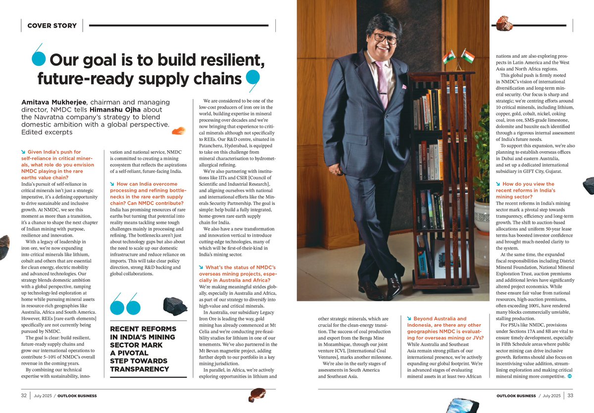 What’s shaping the future of India’s industrial backbone? A resilient and tech-enabled supply chain.

Shri Amitava Mukherjee, CMD, NMDC, in conversation with Outlook Business, shares how the mining major is reimagining logistics, sustainability, and self-reliance for tomorrow’s