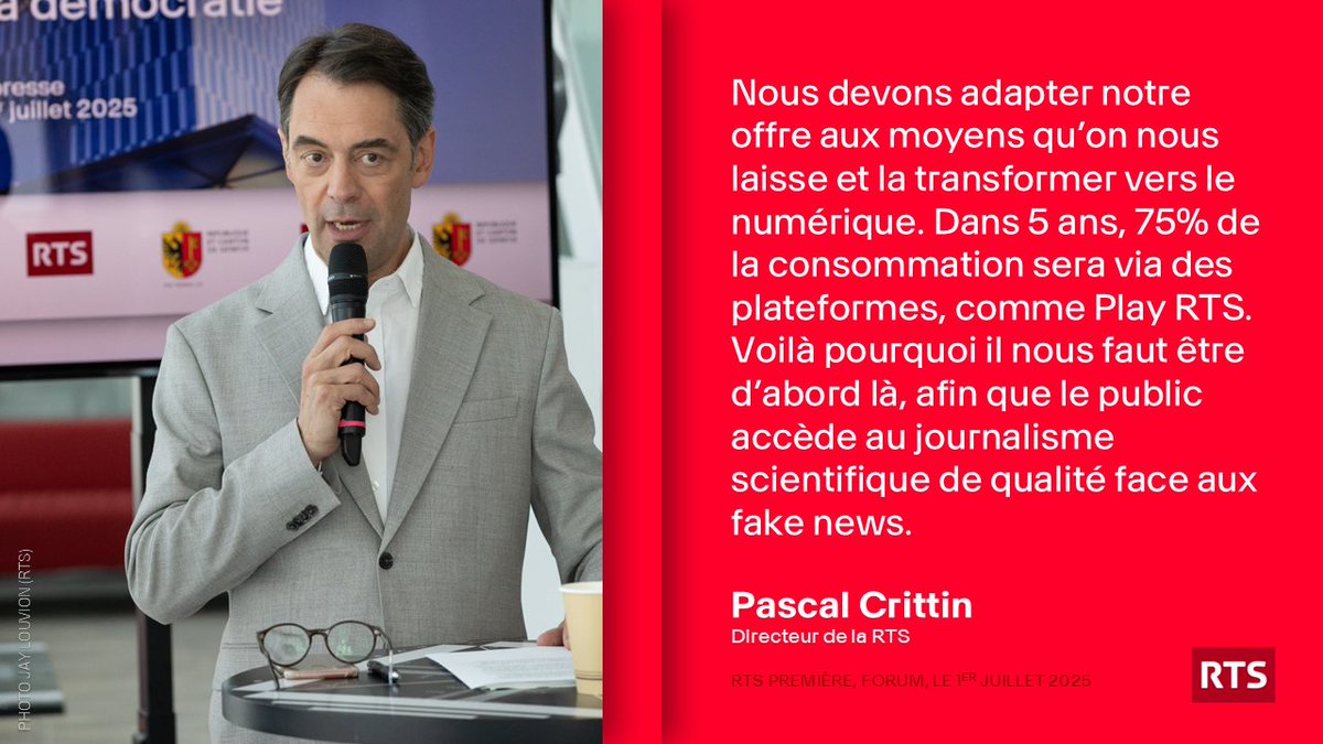 mf_ch's tweet image. On ne pourra plus dire que la SSR ne se remet pas en question. Son budget coupé de 17% par le Conseil fédéral (pour baisser la redevance à 300 fr.), elle se réforme et vend ses tours de Berne et Genève.
🔉 Pascal Crittin explique l'adaptation de la RTS: rts.ch/audio-podcast/…