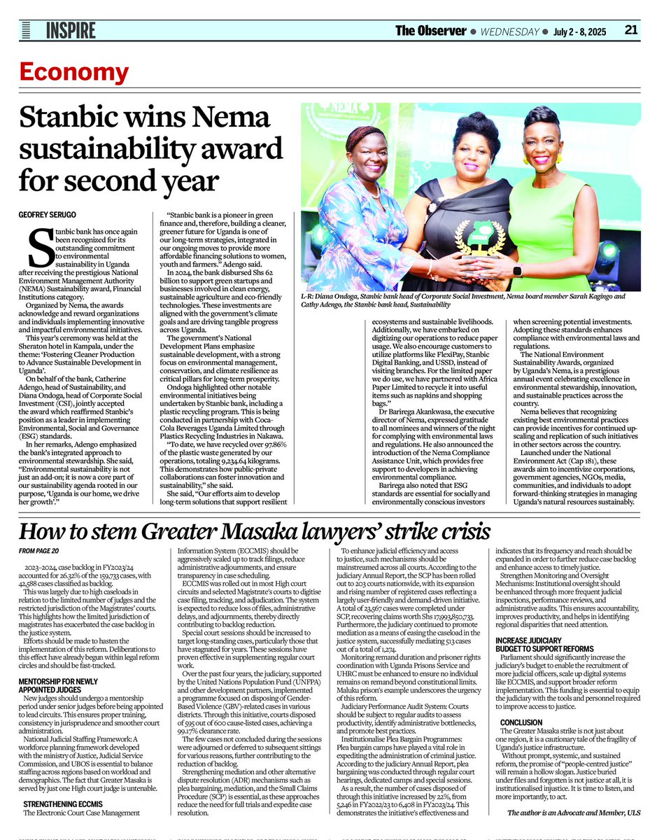 pmpaulmukiibi's tweet image. 🚨 Masaka lawyers strike: I propose broader judicial reforms: hasten expansion of magistrates jurisdiction, raise judiciary staffing to population ratio, deploy tools to track judicial officers with high backlogs, use AI to flag long-delayed cases etc. See drive.google.com/file/d/1Zt1qwq…