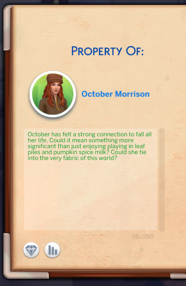 FINALLY INDIVIDUAL SIM BIOS?!!!
Another thing checked off my wishlist ✅
Unfortunately they don't transfer to gallery uploads, but hopefully sims in Innisgreen will have some pre-written bios 😅