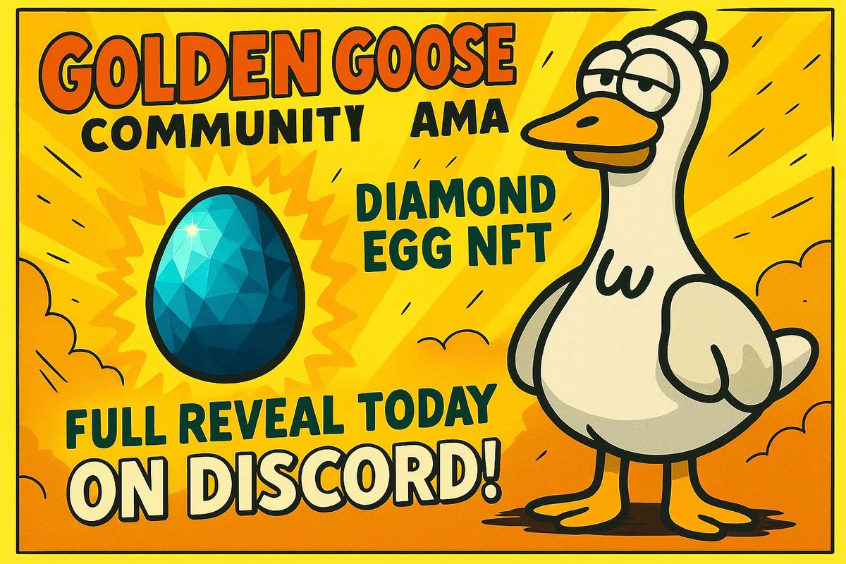 📢 First Diamond Egg NFT AMA – Today in Golden Goose Discord!
💎 Get the inside scoop on the most anticipated NFT
📍 discord.com/invite/goldeng…
⏰ Today at 22:00 UTC+8!
Don't miss out!