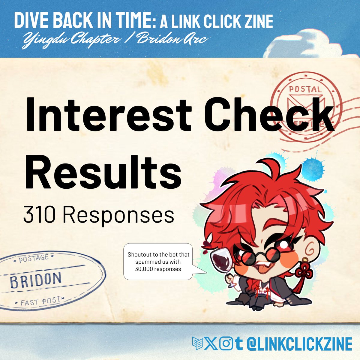 linkclickzine's tweet image. 🎞️ INTEREST CHECK RESULTS 🎞️
Thanks for 310 responses! Check out the results of our interest check.
Our Contributor Apps go until July 31st. If you have any questions, feel free to check out our FAQ: linkclickzine.carrd.co/#faq