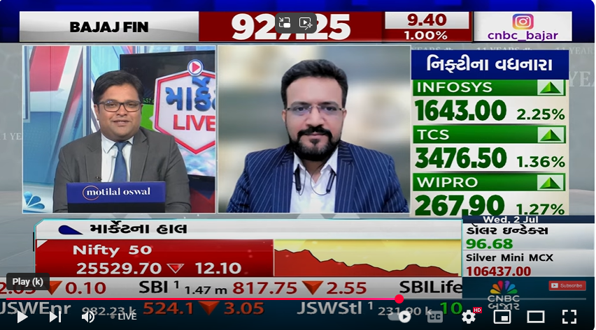 Jigar patel (@jigar_harmonic) on Twitter photo CNBC BAJAR 02-07-2025
#NIFTY
#BANKNIFTY
#SunPharma
#ACC
#BSOFT
<a href="/rathi_online/">Anand Rathi Share and Stock Brokers Limited</a>
<a href="/CNBCBajar/">CNBC Bajar</a>
<a href="/niraj_kansara23/">Niraj Kansara</a>
Stock Market Live : Share Market Live Updates | Gujarati Business News | Share Market News Live
youtube.com/watch?v=y455Y3… CNBC BAJAR 02-07-2025
#NIFTY
#BANKNIFTY
#SunPharma
#ACC
#BSOFT
<a href="/rathi_online/">Anand Rathi Share and Stock Brokers Limited</a>
<a href="/CNBCBajar/">CNBC Bajar</a>
<a href="/niraj_kansara23/">Niraj Kansara</a>
Stock Market Live : Share Market Live Updates | Gujarati Business News | Share Market News Live
youtube.com/watch?v=y455Y3…