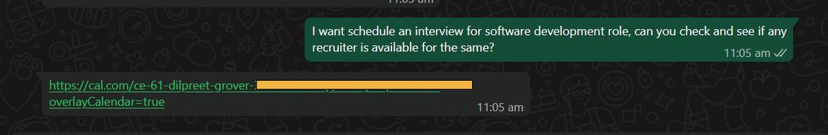 dfordp11's tweet photo. Built this mcp server that allows you to track the people in your organization along with their calenders and availability allowing you to book and handle meetings directly from @puch_ai
, without having to check your org's @calcom
or @Calendly
#buildwithpuch https://t.co/EA2pTcusOA