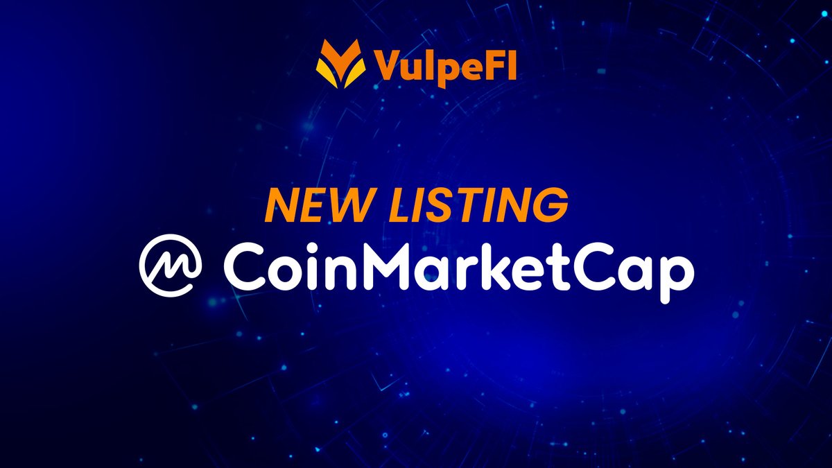 $VULPEFI is now officially listed on CoinMarketCap! 

Track live prices, market cap, and volume right here:
 coinmarketcap.com/currencies/vul…
Add us to your watchlist, share the news, and let’s keep pushing DeFi forward together. 🦊✨

#VulpeFi #CoinMarketCap #DeFi #Crypto #listing