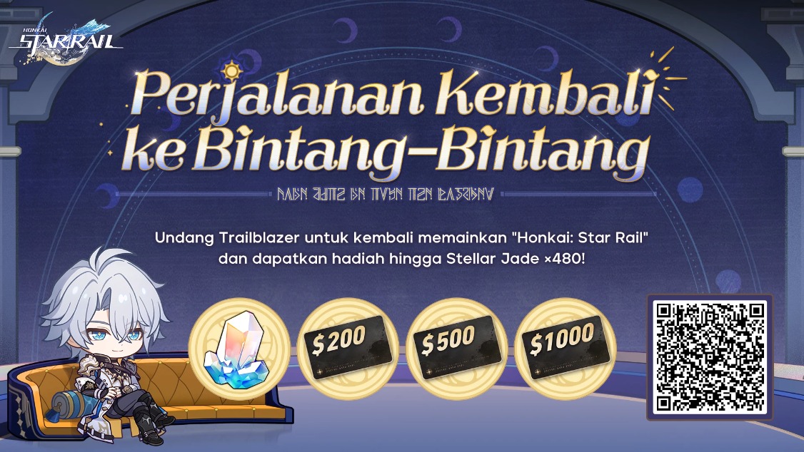 Trailblazer yang Kembali dapat menghubungkan kode undangan dan log in ke game untuk memenangkan Stellar Jade, Gift Card, dan hadiah kejutan lainnya!