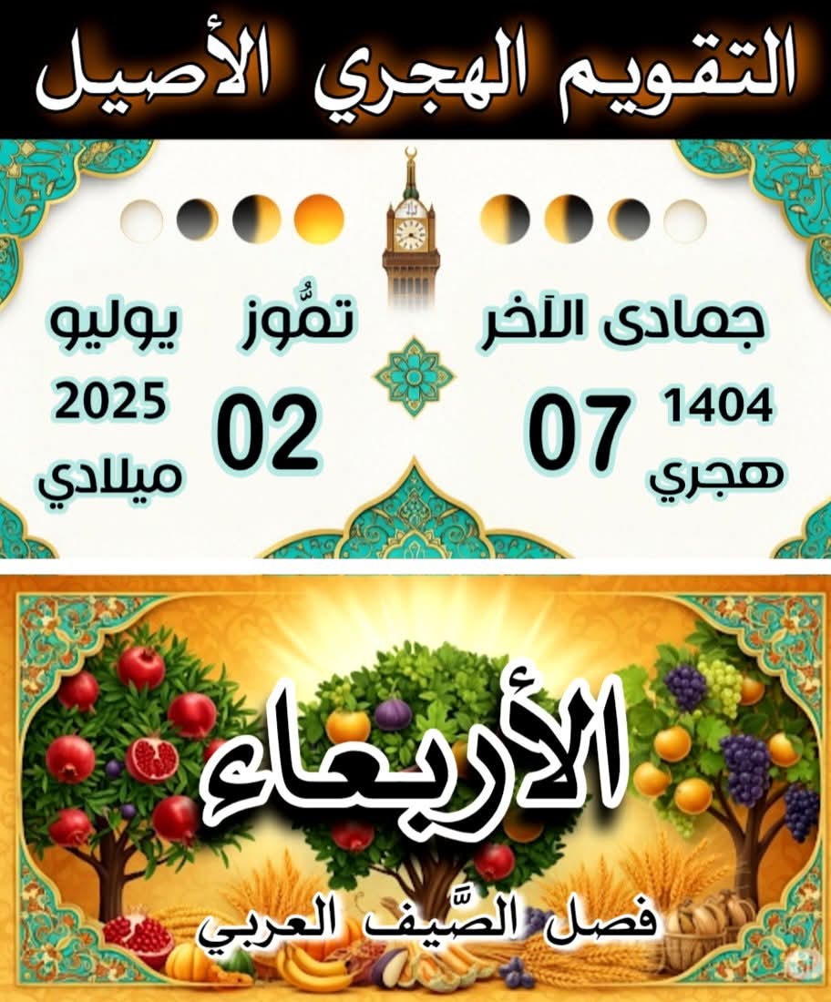 تاريخ اليوم حسب السامي الاقتراني
جماد الثاني 7 1404 هـ/سامي/محق/مكة
يوليو 2 2025 م/ج

 taqueem.net//cal/cal-sami-… #تقويم via <a href="/taqueemnet/">تقويم</a>