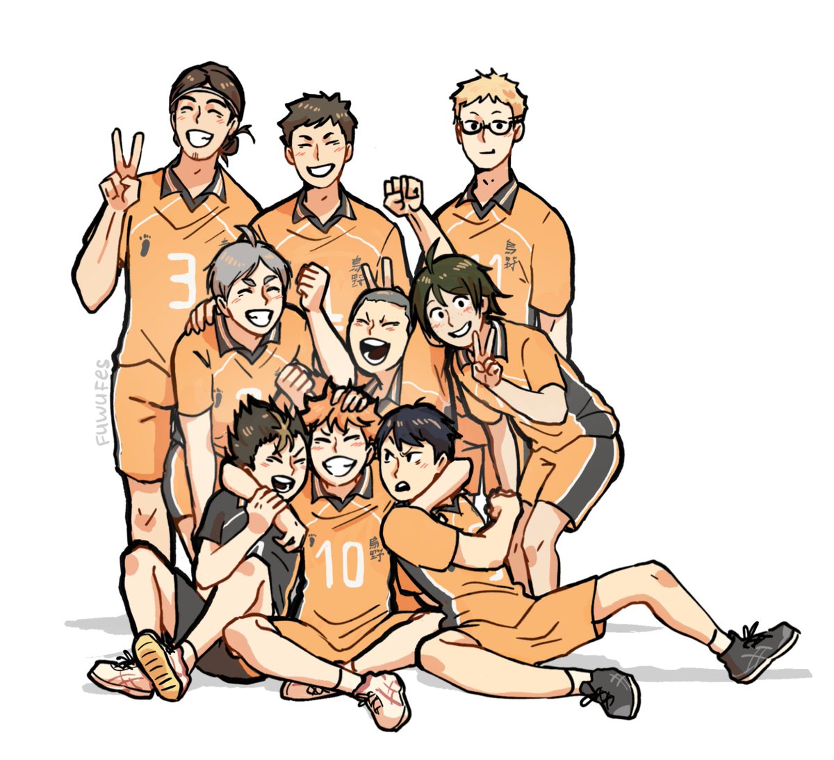 nakakksl's tweet image. have never drawn my fav karasuno together 🥲 
#karasuno #Haikyuu