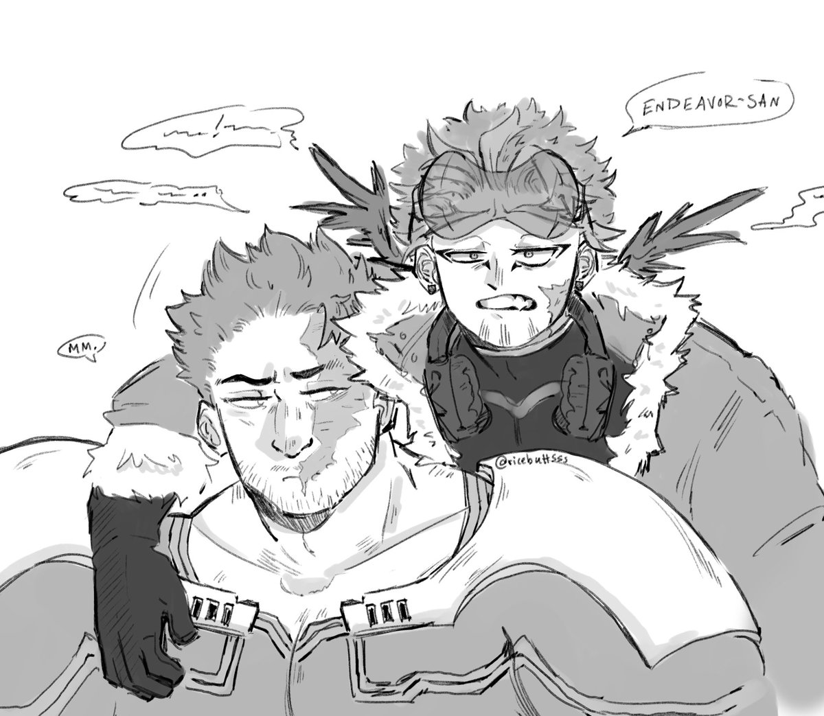 ricebuttsss's tweet image. Quick thing of gossiping during patrol 🔥🦅
#endhawks #Enho #MHA