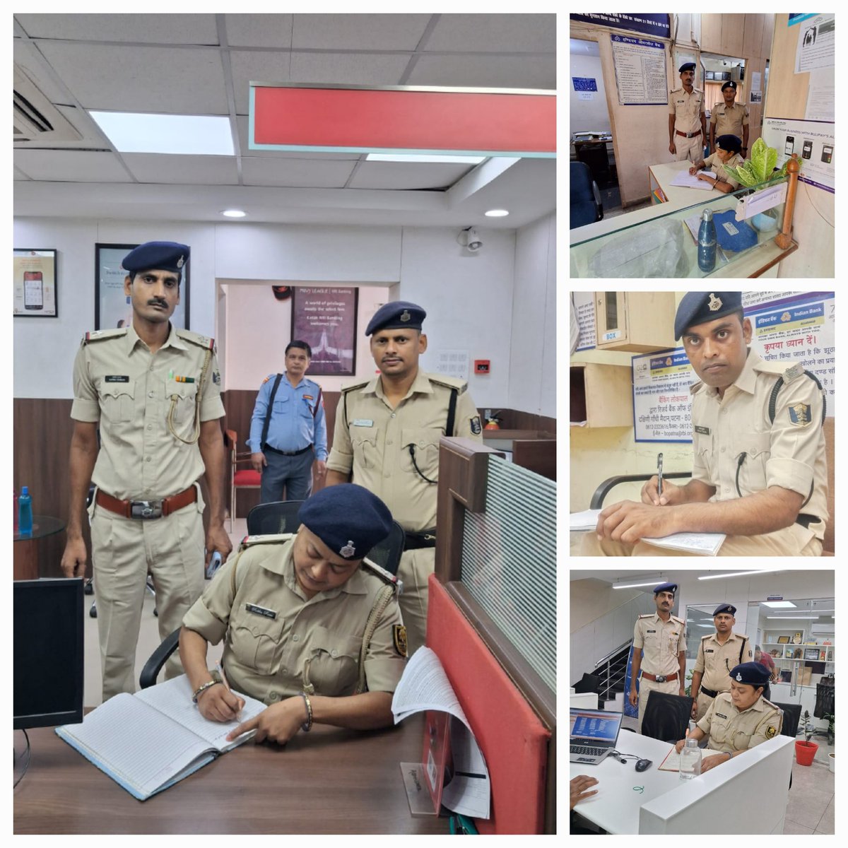 आज दिनांक-02.07.25 को अनुमंडल पुलिस पदाधिकारी सदर-1, पटना अंतर्गत सभी  बैंकिंग प्रतिष्ठानों /ATM में सुरक्षा-व्यवस्था सुनिश्चित करनें हेतू बैंकों की सुरक्षा जांच की गई तथा 
बैंक परिसर के अंदर एवं बाहर संदिग्ध पर निगरानी रखी जा रही हैI
<a href="/EastSP_Patna/">CITY SP (East) Patna</a> 
<a href="/PatnaPolice24x7/">Patna Police</a>