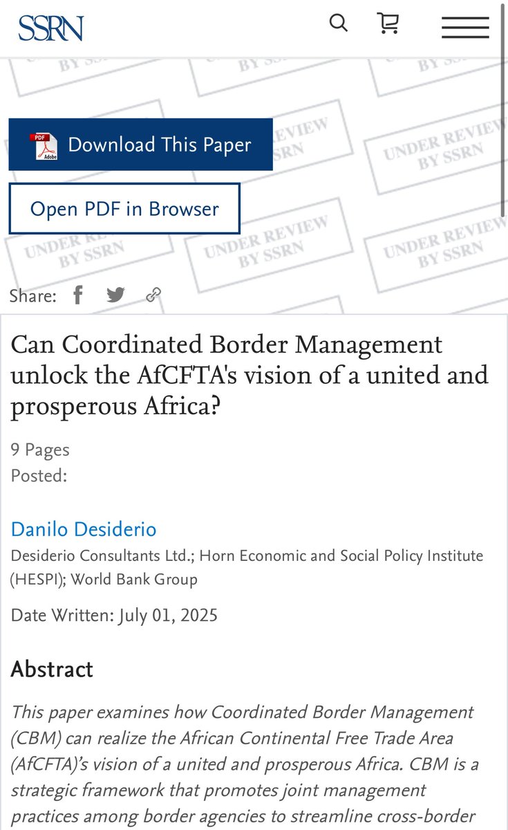Can Coordinated Border Management unlock the AfCFTA's vision of a united and prosperous Africa?

papers.ssrn.com/sol3/papers.cf…
