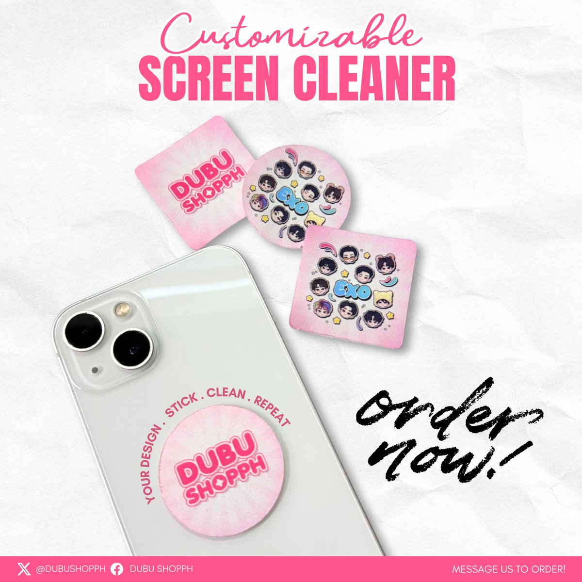 🚨 NEW PRODUCT ALERT!! 🚨

CUSTOMIZABLE SCREEN CLEANER

You can now get custom screen cleaners with your logo or design.

YOUR DESIGN. STICK. CLEAN. REPEAT.

💌 MESSAGE US TO ORDER