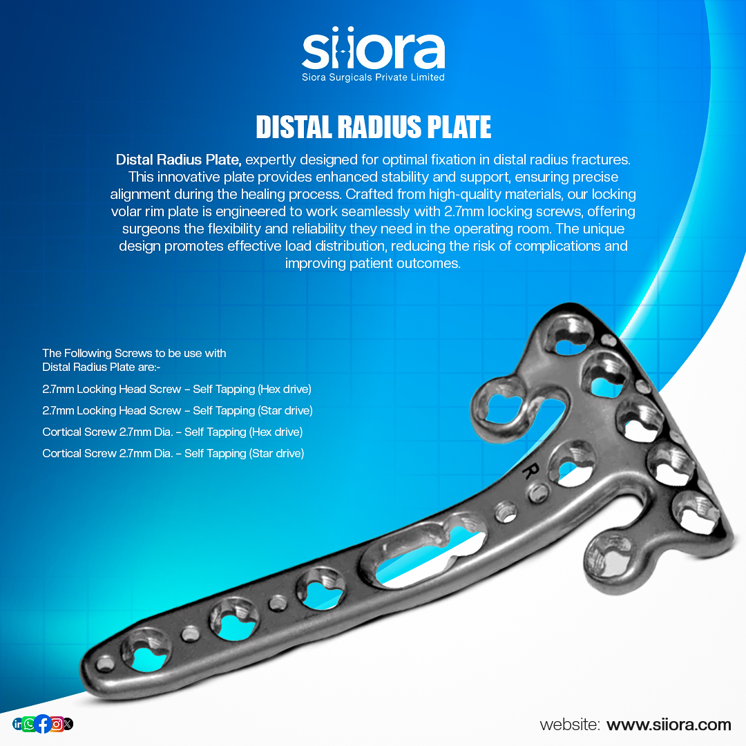 siorasurgicals's tweet image. Distal Radius Plate, expertly designed for optimal fixation in distal radius fractures. 
siiora.com/product/lockin…
#DistalRadiusPlate #VolarRimPlate #OrthopedicImplants #LockingPlate #SurgicalImplants #SioraSurgicals