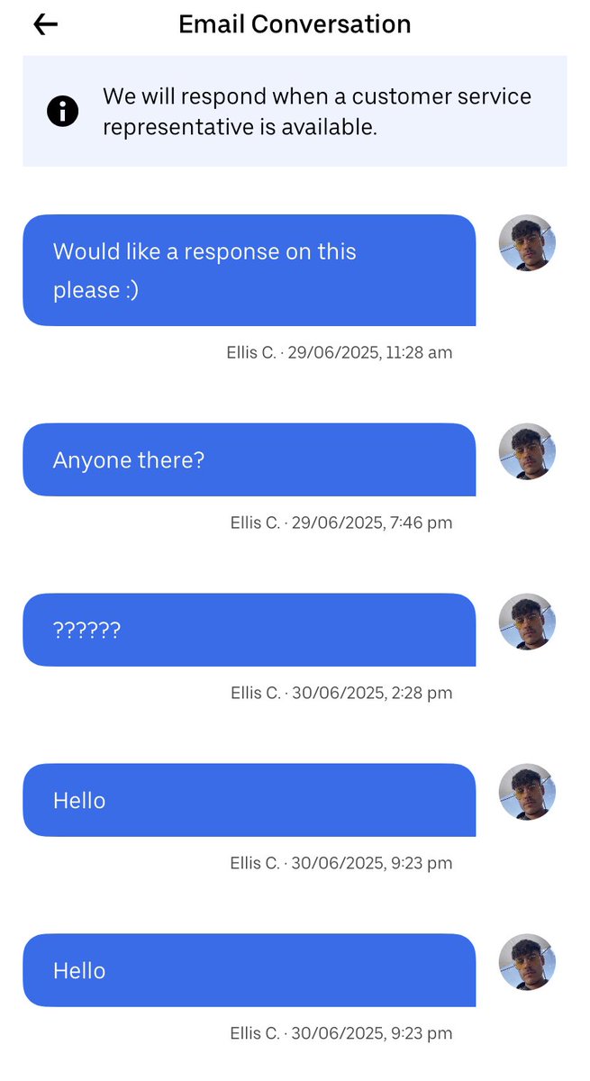 ellisy0's tweet photo. @Uber any chance of a reply or?? https://t.co/5XbNhyjEjk