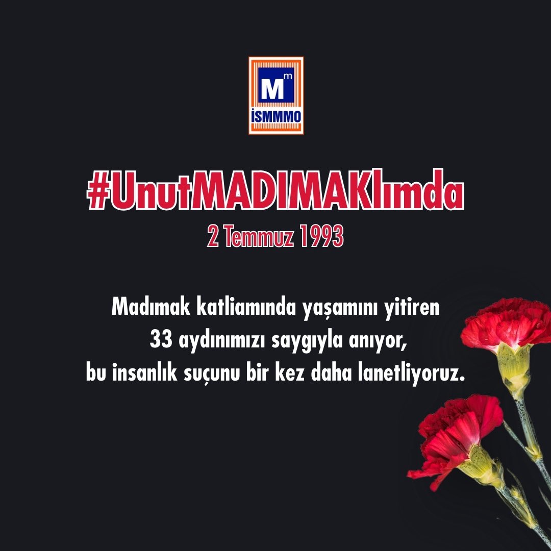 Madımak katliamında yaşamını yitiren 33 aydınımızı saygıyla anıyor, bu insanlık suçunu bir kez daha lanetliyoruz. #UnutMADIMAKlımda