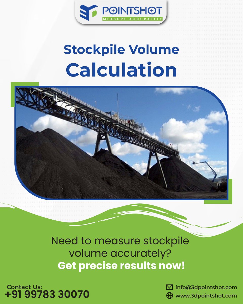 3dPointshot's tweet image. Need to measure stockpile volume accurately? Get fast, reliable &amp;amp; precise results with 3D Pointshot. 

Contact Us:-
🌐: 3dpointshot.com
📞: +91 9978330070

#3DPointShot #StockpileVolume #VolumeCalculation #SurveyingSolutions #3DMapping #PrecisionSurvey #ConstructionTools