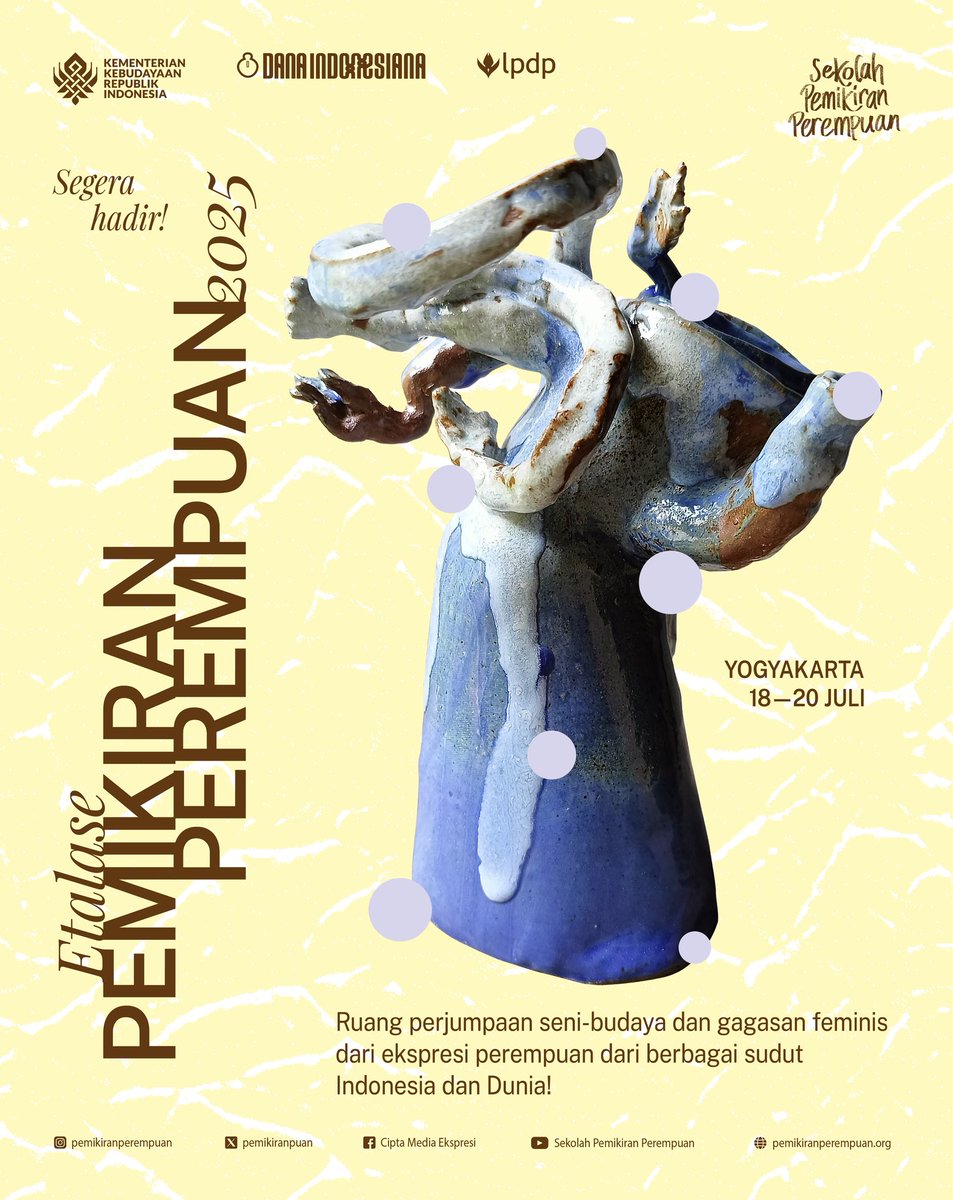 Akan Etalase Pemikiran Perempuan 2025 akan segera hadir! Siapkan dirimu untuk festival seni dan pemikiran feminis yang kembali digelar di Yogyakarta, 18–20 Juli 2025.

#EtalasePemikiranPerempuan2025
 #FestivalFeminisme
 #SeniDanPemikiranPerempuan
 #PerempuanBersuara