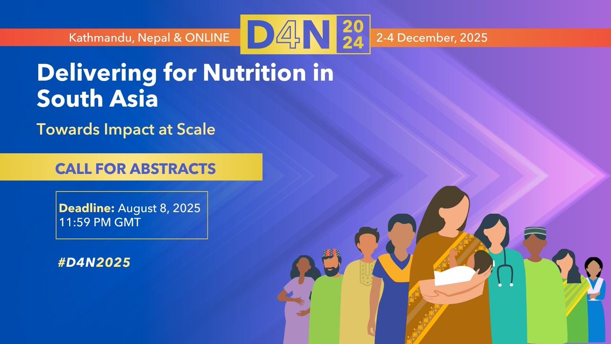 IIDS (@iids1979) on Twitter photo 🚨 Call for Abstracts is OPEN!
Join us in Kathmandu (or online) for #D4N2025: Delivering for Nutrition in South Asia – Towards Impact at Scale.
📅 Dec 2–4, 2025
Submit your work on scalable nutrition solutions today!
🔗 bit.ly/D4N2025
<a href="/AKUGlobal/">Aga Khan University</a> <a href="/ANH_Academy/">Agriculture, Nutrition & Health Academy</a> <a href="/BRACJPGSPH/">BRAC James P Grant School of Public Health</a> 🚨 Call for Abstracts is OPEN!
Join us in Kathmandu (or online) for #D4N2025: Delivering for Nutrition in South Asia – Towards Impact at Scale.
📅 Dec 2–4, 2025
Submit your work on scalable nutrition solutions today!
🔗 bit.ly/D4N2025
<a href="/AKUGlobal/">Aga Khan University</a> <a href="/ANH_Academy/">Agriculture, Nutrition & Health Academy</a> <a href="/BRACJPGSPH/">BRAC James P Grant School of Public Health</a>