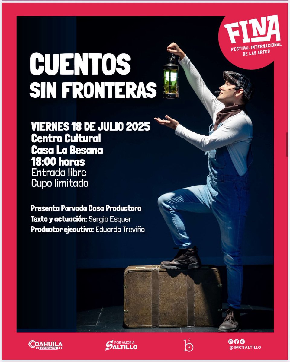 ParvadaCP's tweet photo. "🅲🆄🅴🅽🆃🅾🆂 🆂🅸🅽 🅵🆁🅾🅽🆃🅴🆁🅰🆂" 

¡Iniciamos julio y estamos muy contentos porque #ElTrenDeLaImaginación llega al Festival Internacional de las Artes Saltillo 448, #FINA448! 🎉 

🚂🎭📖🎶✨
@ParvadaCP 
#60Representaciones🥳 
#Teatro #TeatroInfancias #Saltillo #Coahuila https://t.co/9zLmrvNF2d