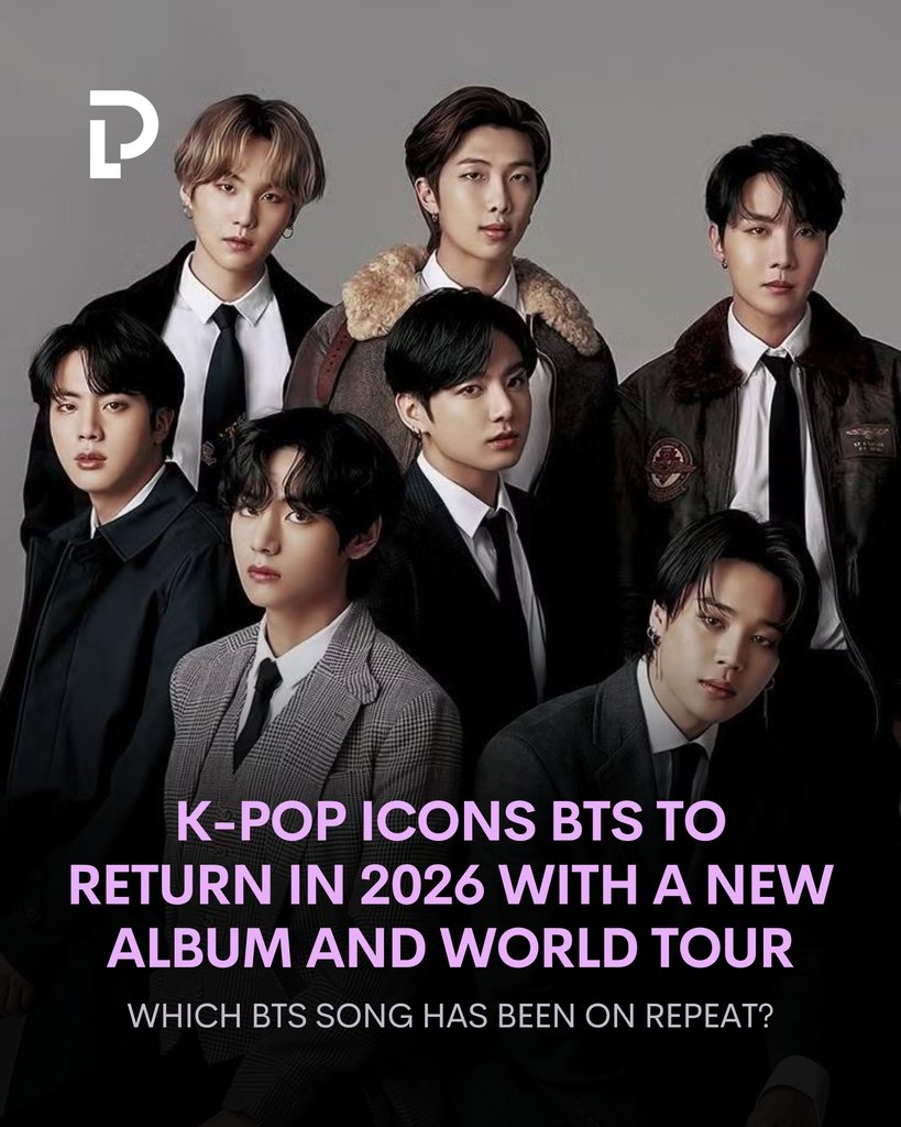 🔥 BTS is set to return in 2026 with a brand-new album and a world tour!
Which BTS song has been on repeat in your playlist? 👇🏼

#MusicNews