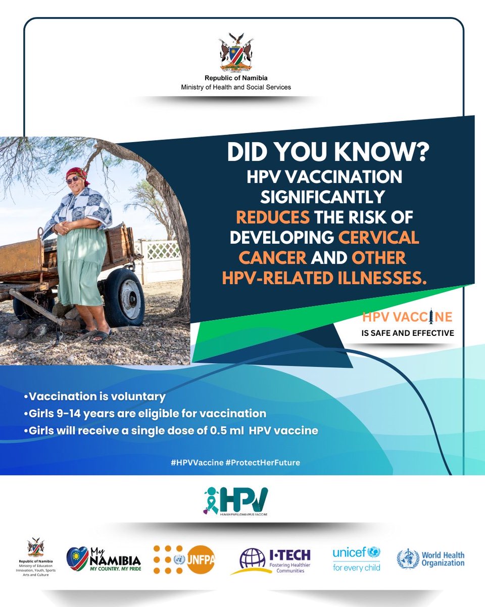 The HPV vaccine will be offered to young girls aged between 9-14 years. Learn more and safeguard their future  #HPVVaccine #YourHealthOurPriority#