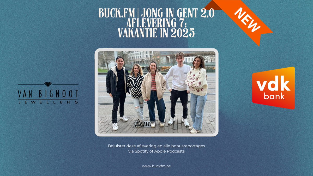 BUCKFM_9000's tweet photo. Deze maand ontvangt Florence een gloednieuw panel! LoΓ―c, Anke, Alice en Milan schuiven heel enthousiast aan want het thema is dan ook heel toepasselijk: vakantie in 2025. #buckfm #gent #podcast #jongingent https://t.co/27MEfsiMHc