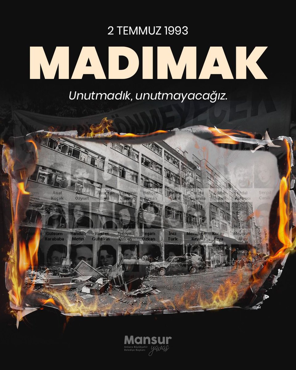 2 Temmuz 1993…

Ülkemizin hafızasında derin bir yara, vicdanlarımızda hiç dinmeyen bir sızı…

Sivas Katliamı’nda yitirdiğimiz canlarımızı rahmetle anıyorum.