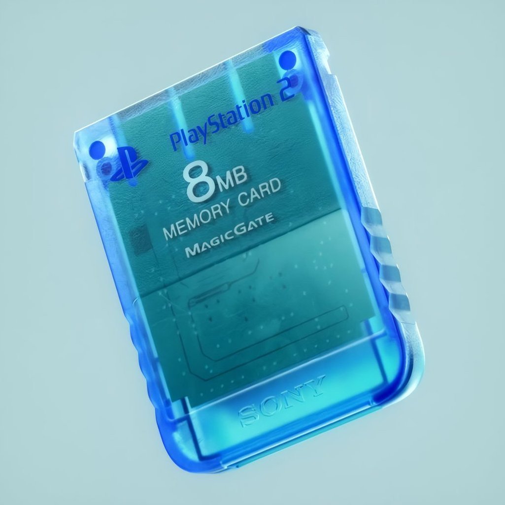 ObsoleteSony's tweet image. 2001 Sony SCPH-1020L 8MB PlayStation 2 Memory Card in Island Blue.