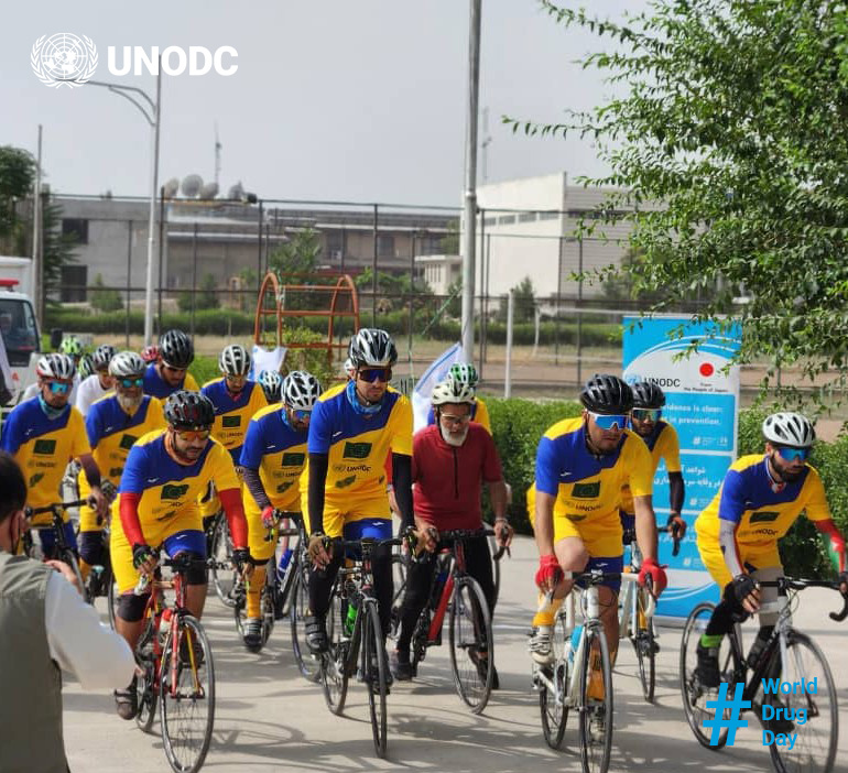 UNODC_COAFG's tweet image. As part of #WorldDrugDay campaign, a cycling race was held on 26 June to raise awareness on drug use prevention &amp;amp; promote healthy, drug-free lifestyles.
#InvestInPrevention