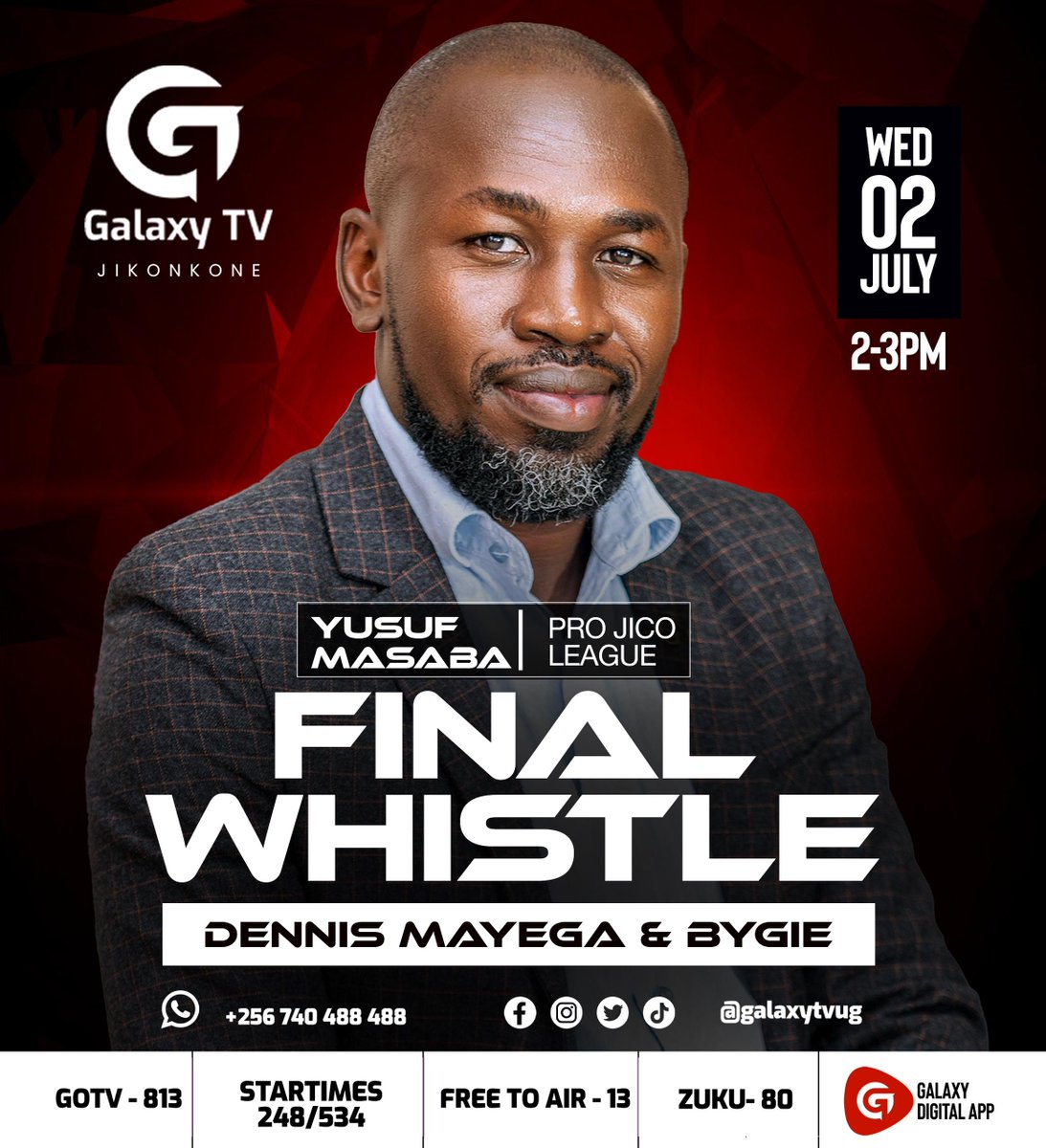 As the countdown to D-Day narrows, we kick off our media tour with a stop at our official media partners <a href="/GalaxyTVUg/">Galaxy TV Jikonkone</a>!

Tune in and catch our PRO, <a href="/masyus11/">MASABA FOREST</a>, as he breaks down what to expect at the electrifying #JicoLeagueGrandFinaleSn3.
Don’t miss it , let’s get the vibe started