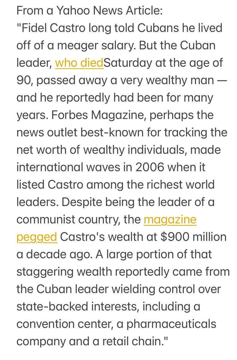 Recently saw an interview of Zohran Mamdani where he said that billionaires shouldn't exist. Apparently, Fidel Castro felt the same way during his rise to power. Plot Twist: