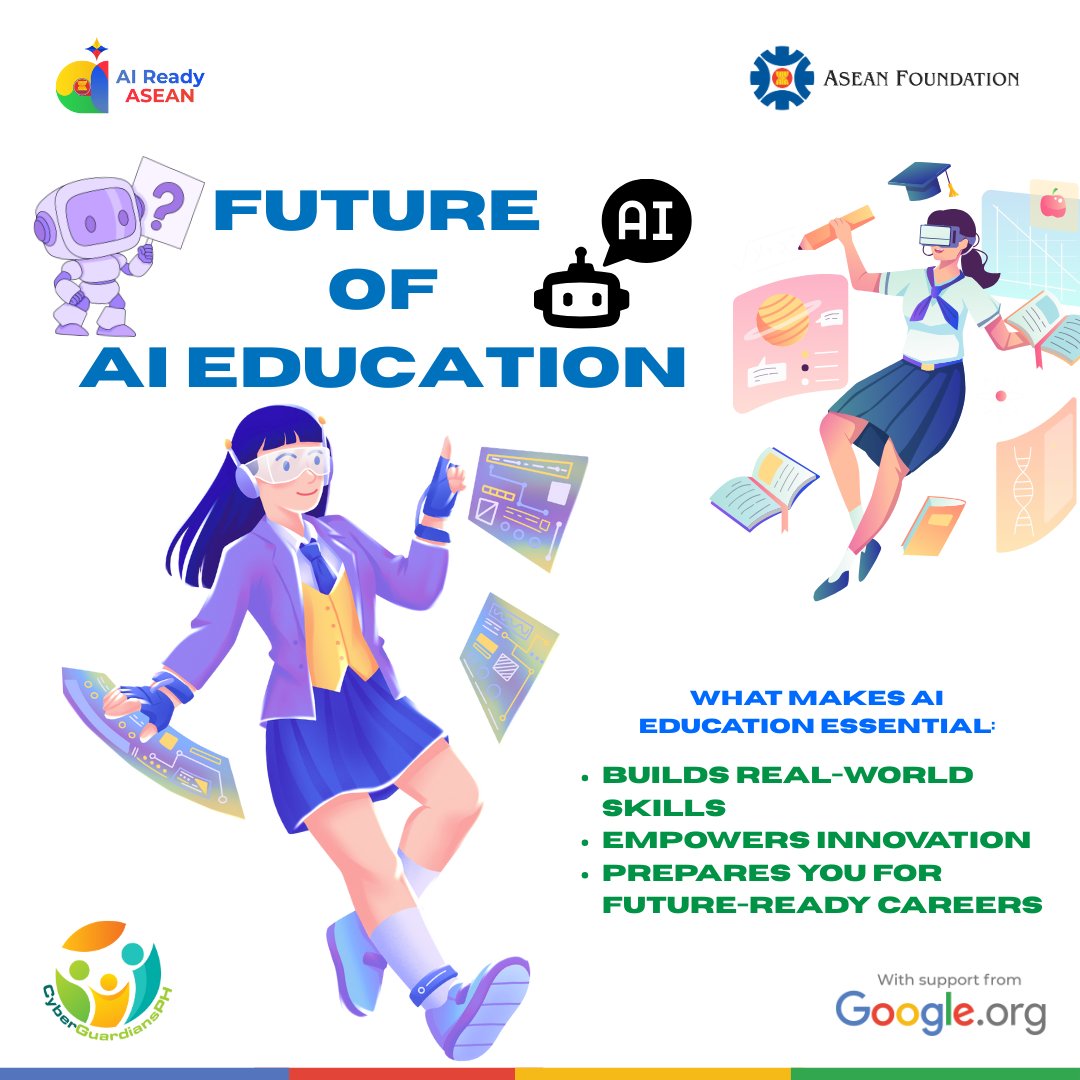 CGuardiansPH's tweet photo. From virtual classrooms to interactive lessons, learning is becoming smarter, personalized, and more connected.

AI is transforming the way we learn! 

#CGPH2025 #AIReadyASEAN #FutureReadyASEAN #beASEAN

@aseanfoundation https://t.co/IHWJjIb0fo