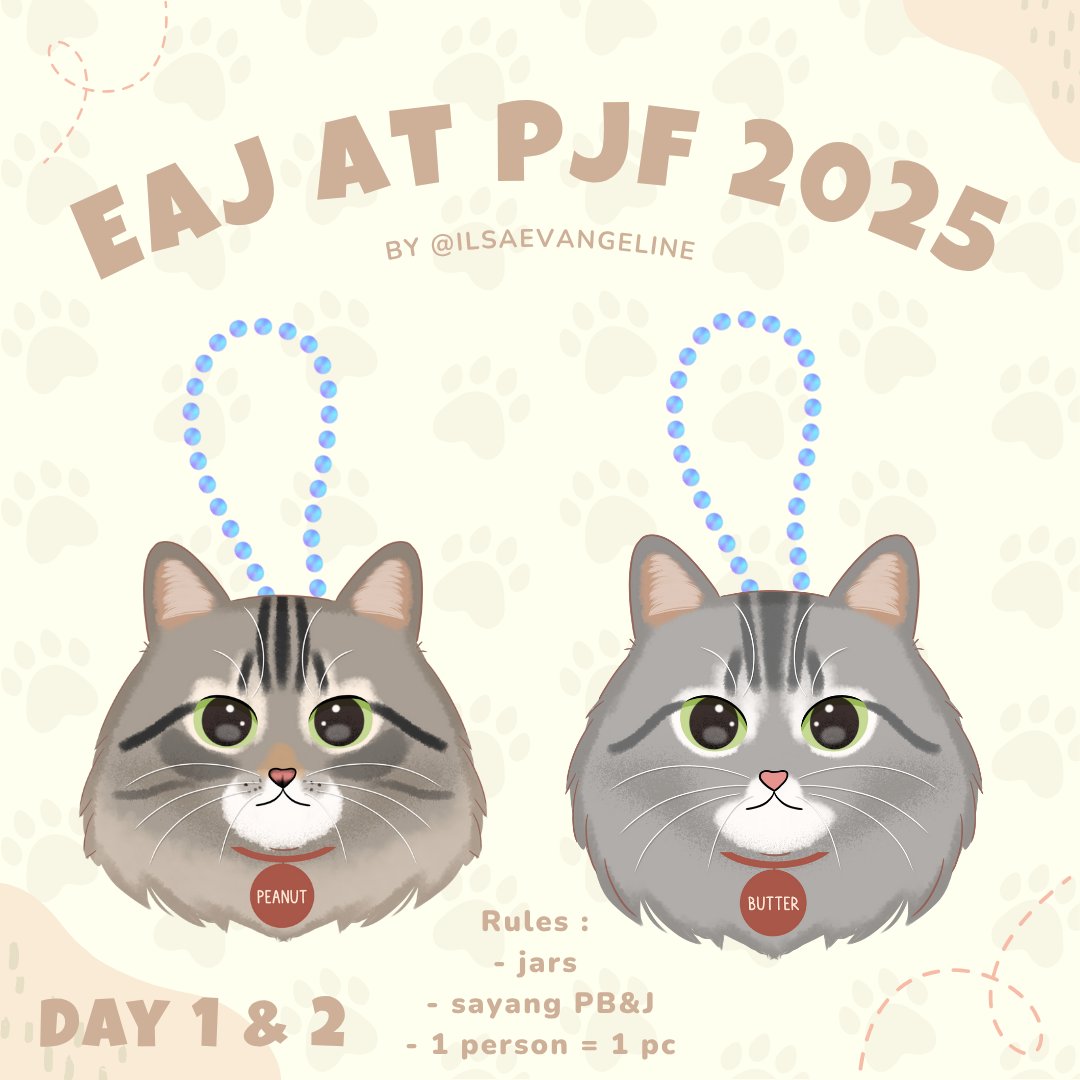 ilsaevangeline's tweet image. freebies alert 🎁✨
Eaj at Prambanan Jazz Festival 2025 ❤️🔥
🎁 keychain (limited), phone strap, pin button 😻
📌 Day 1 & 2
Rules :
🥜🧈 sayang papa peabutt @eaJPark
#eaj1 #canwejustpause #eaJ1EP
#eajpark #prambananjazz2025