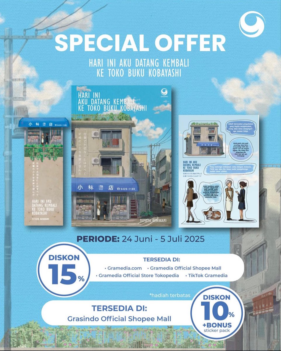 Kira-kira Rika kalau ditugaskan ke Jakarta bukan ke Osaka, dia bakal dateng ke Toko Buku mana yaaaa? 🤔🤣

Jangan lupa checkout sekarang, guys!! Penawaran cuma sampai tanggal 5 Juli ⚠️