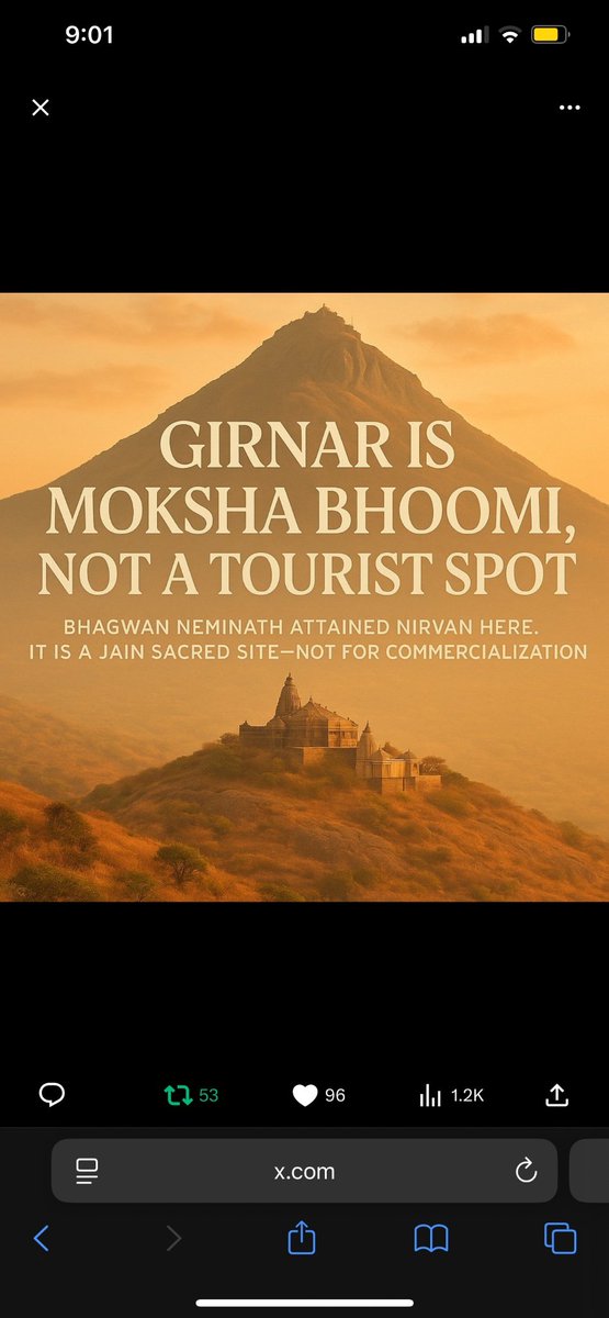 #JainRightToGirnar5thPeak
We are following the path of lord Mahavira,live and let live ,
Let's get our legitimate rights to pray ,remove encroachment 
Kishore jain Coimbatore Tamil Nadu