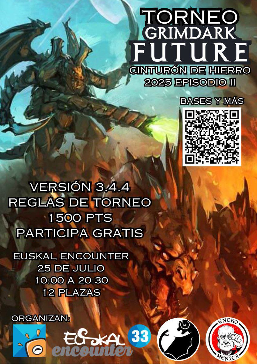 Eneko Menica (@emenica) on Twitter photo ¡¡Llega torneo de OnePageRules a la Euskal Encounter 2025!! Totalmente gratis!
Bases y misiones: drive.google.com/drive/folders/…
Inscripciones hasta el 18 de Julio, mandando un correo a quimeraasociacion@gmail.com ¡¡Llega torneo de OnePageRules a la Euskal Encounter 2025!! Totalmente gratis!
Bases y misiones: drive.google.com/drive/folders/…
Inscripciones hasta el 18 de Julio, mandando un correo a quimeraasociacion@gmail.com