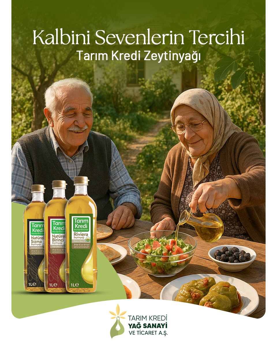 Kalbini sev, seçimini doğru yap. Tarım Kredi zeytinyağı bedenine sağlık, sofrana lezzet katar.
Yerli üretim, çiftçi emeği, %100 doğallık.

#TarımKrediYağ #TarımKrediGrubu