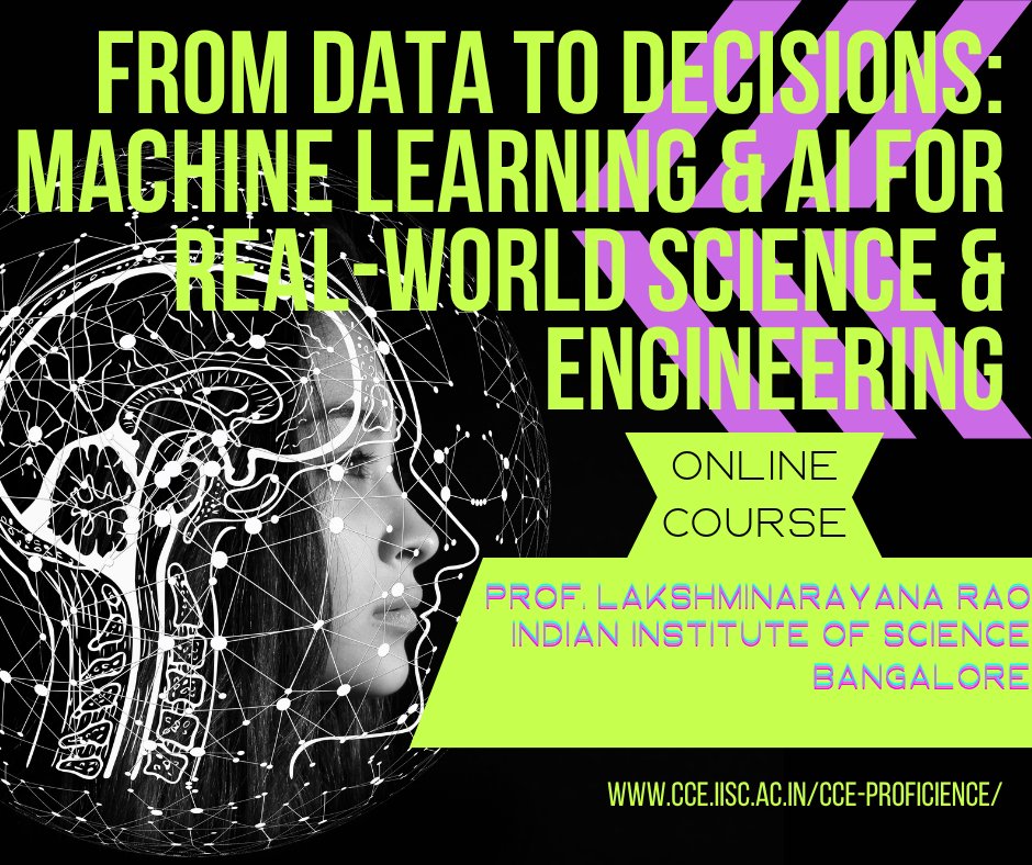 cce_iisc's tweet photo. Equip yourself to collect, curate, model, and interpret data to drive impactful decisions across diverse domains.

Know more: https://t.co/7zzzvbb3hi

#IISc #AI #ArtificialIntelligence #DataScience #DataToDecisions #MachineLearning #ML #OnlineCourse #ScienceAndEngineering https://t.co/WEZMU9l9t9