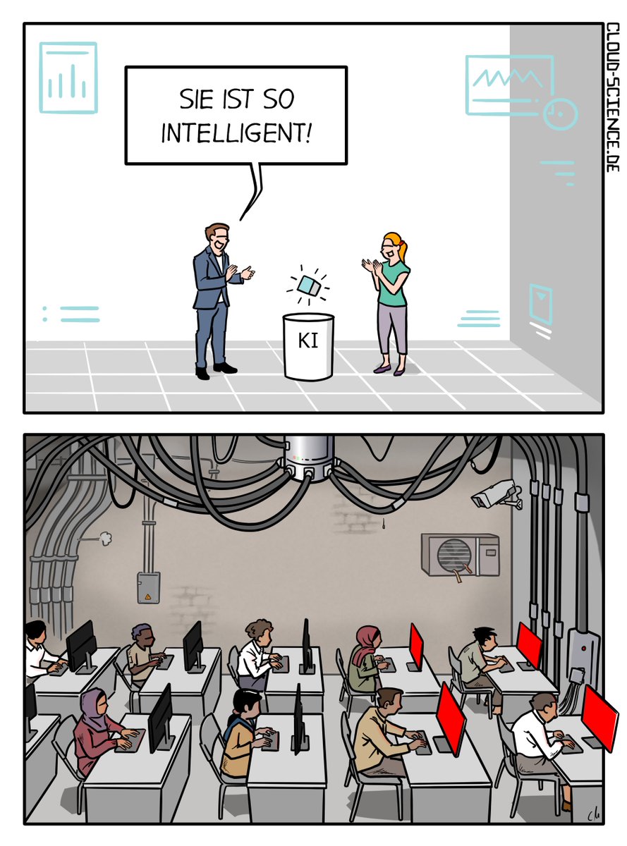 Wer macht die KI wirklich schlau? 

Künstliche Intelligenz wirkt sauber, smart und autonom.
Doch hinter der glatten Oberfläche arbeiten Millionen Menschen im Verborgenen und unter schlechtesten Bedingungen – als Datenannotatoren!

#Datenarbeiter #Ausbeutung #KI