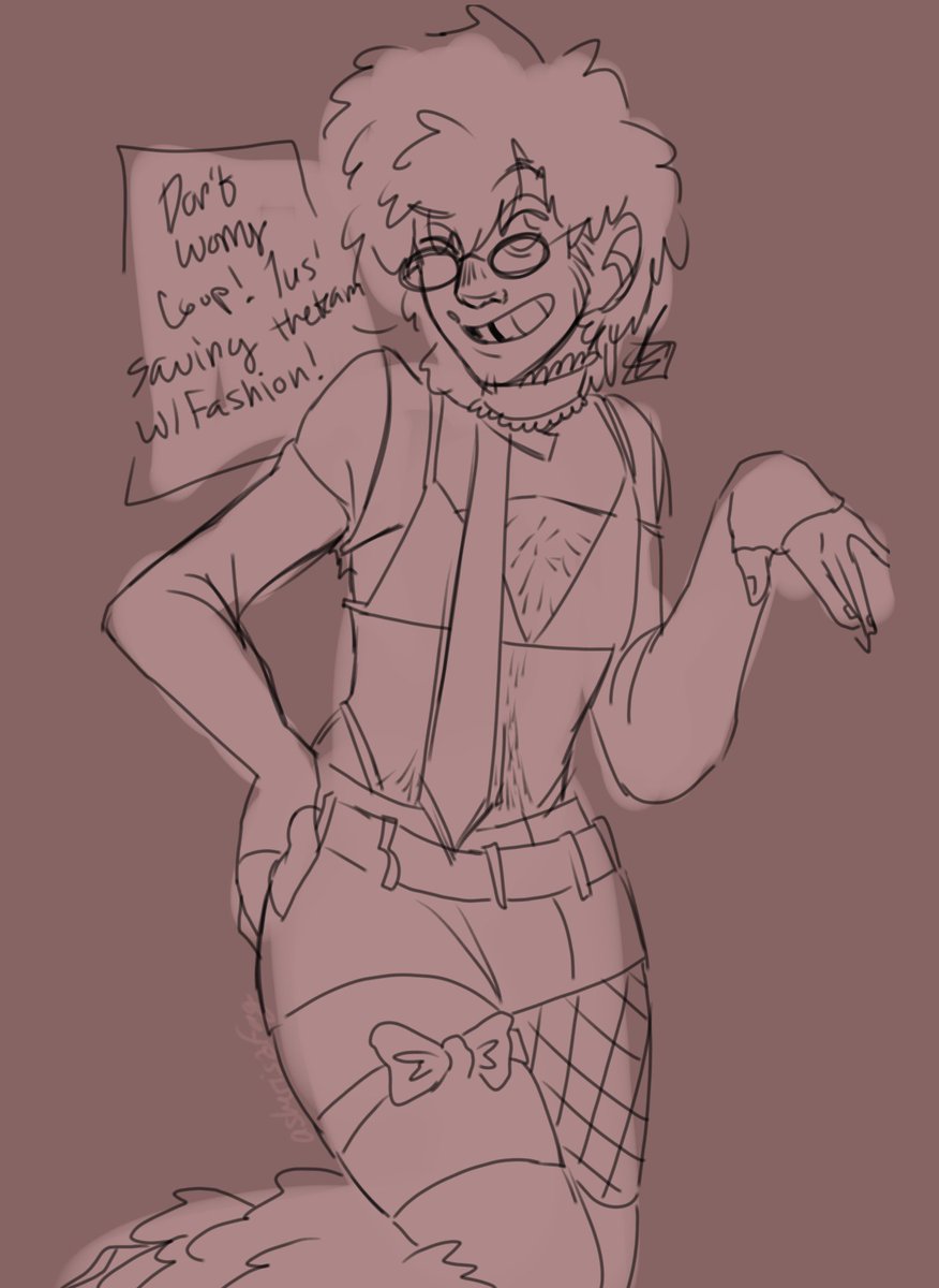 asherisafag's tweet photo. couldnt draw the pose
didnt put the hello kitty details because im lazy 
but remer is serving cu nt
i forgor his leg hair
#sptwt #BASEketball #DougRemer #MattStone https://t.co/Fx84CnjhBD