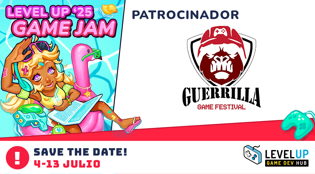 Damos la bienvenida a <a href="/GGameFestival/">Guerrilla Game Festival</a> como sponsor en esta #levelup_gamejam '25!

🎫¡El equipo ganador en la 1r Categoría General recibirá entradas profesionales para el próximo #Guerrillagamefest en Madrid!

👀¡No te lo pierdas!

📅 4–13 julio
🏆 +6K€ en premios
🔗 ¡Aquí!